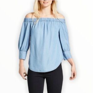 Who What Wear Chambray Off The Shoulder Top